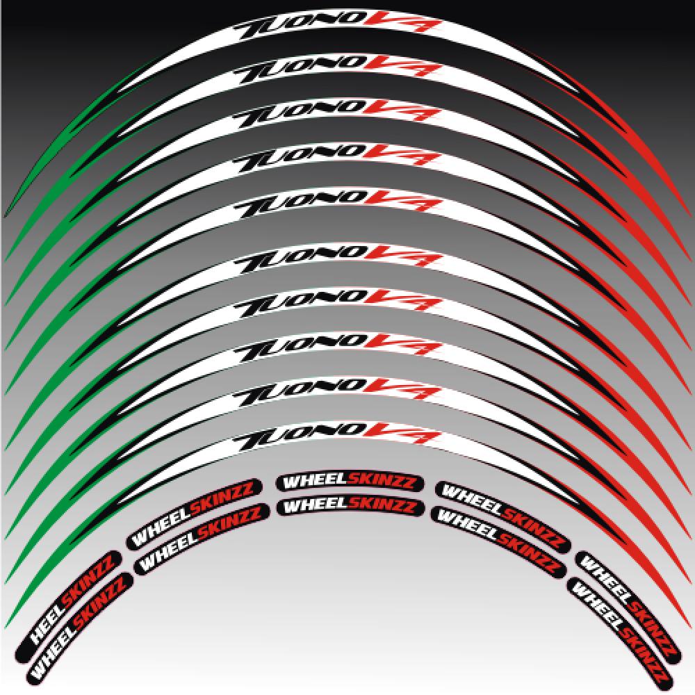 4moto® - Aprilia Tuono V4 - Tricolore Felgenrandaufkleber  Felgenrandstreifen RACE-Style
