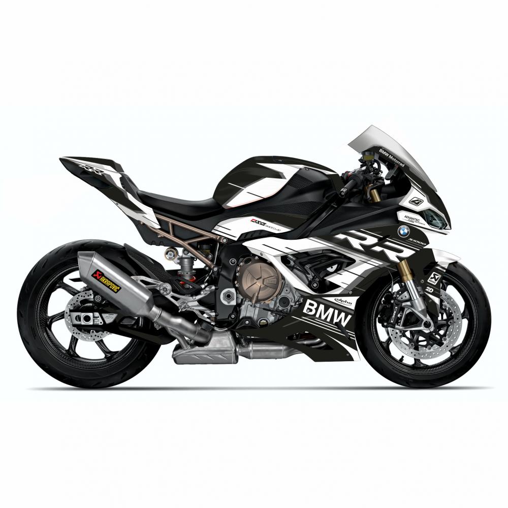 BMW S1000RR 19-22 (K67) Dekor Stickerkit "RACESTP" Schwarz/Weiß