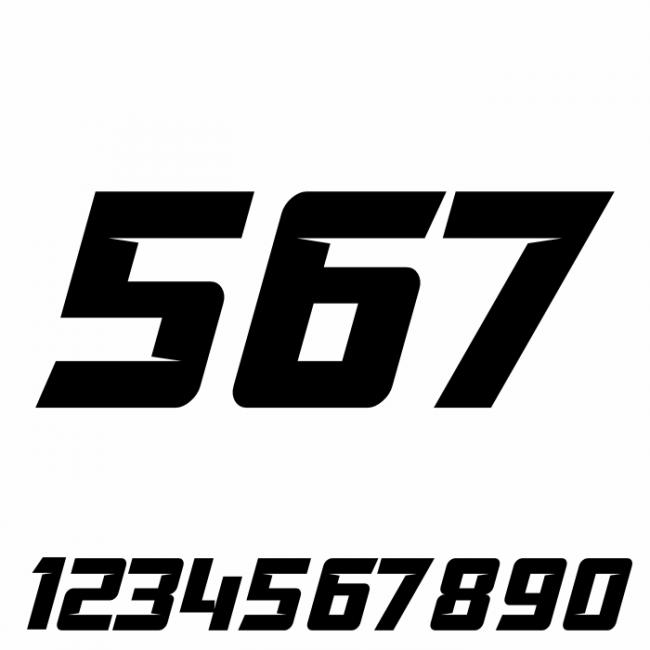 Customized race number sticker 3 digits RACE V6