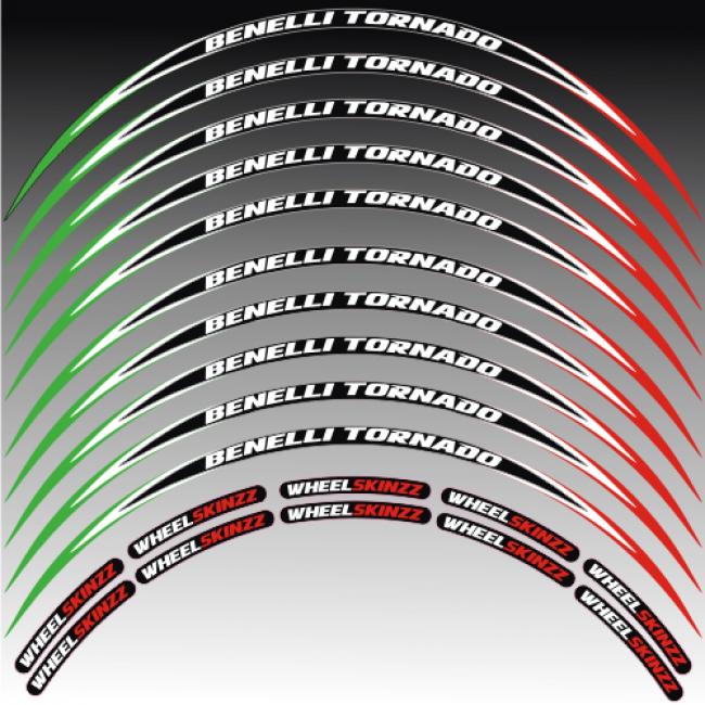 BENELLI Tornado Tricolore Felgenrandaufkleber Felgenrandstreifen RACE-Style